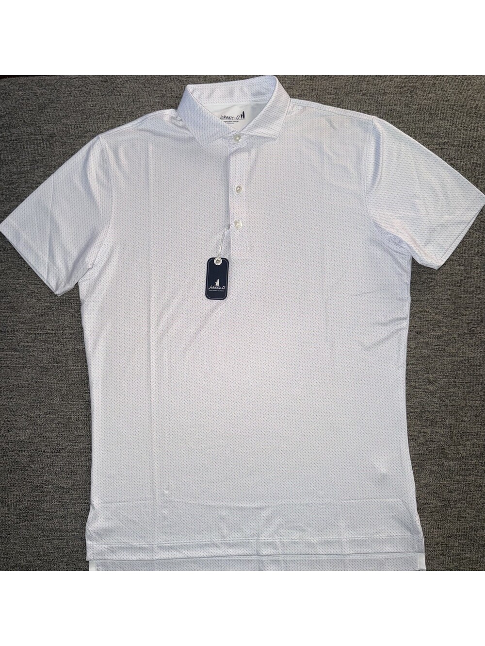 Johnnie-O Tee Time Men’s Small Performance Golf Polo White/MaliBlu New $98